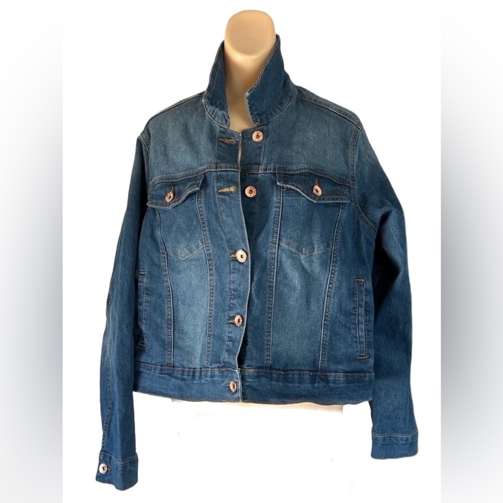 Lark+Grey Blue Denim Jean Jacket Women 2x/3x